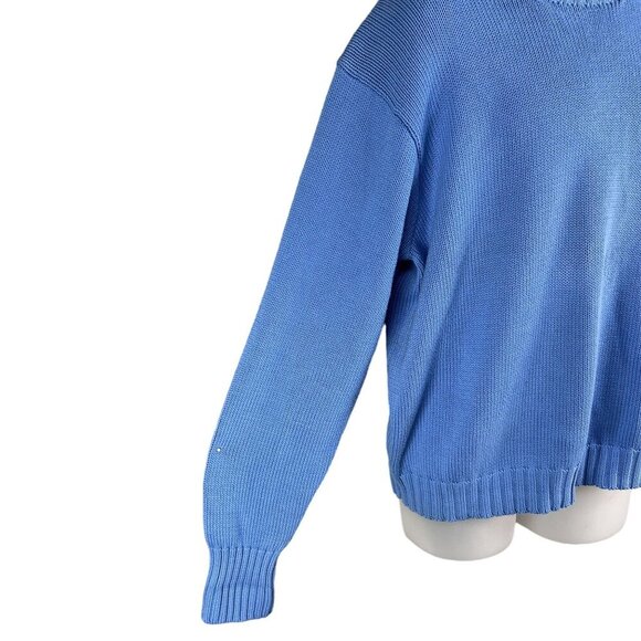 Polo Ralph Lauren Men L Crewneck Knit Sweater Green Pony Royal Blue Quiet Luxury - Picture 4 of 16